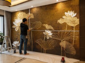 Giá tranh dán tường Indochine phụ thuộc kích thước tranh thực tế
