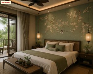 Trang trí phòng ngủ khu resort với tranh indochine 47817