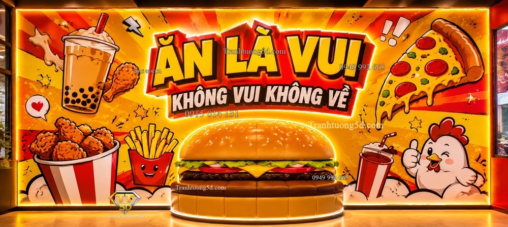 Tranh Ăn là Vui trang tí tường quán ăn nhanh GPTPT20261061 Tranh Ăn là Vui trang tí tường quán ăn nhanh GPTPT20261061