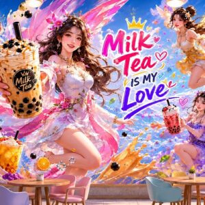 Tranh Dán Tường Trà Sữa Fantasy Cô Gái Trẻ Trung GPTCF2026661