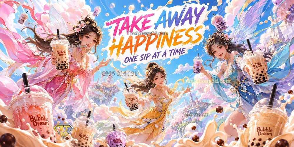 Tranh Dán Tường Trà Sữa Fantasy Cô Gái Trẻ Trung GPTCF2026662