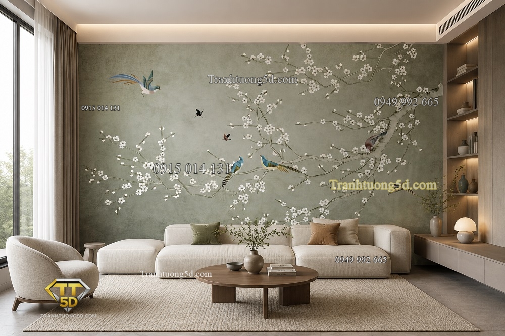 Tranh dán tường 5D indochine phòng ngủ đẹp 2026