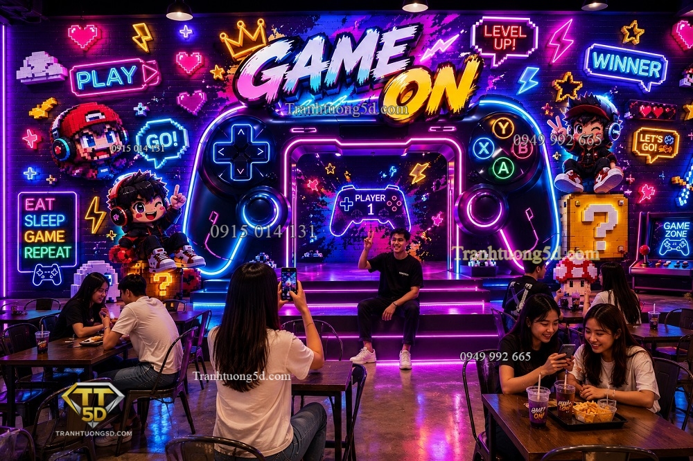 Tranh dán tường GAME ON mang phong cách Gaming Neon hiện đại GPTPT20261068 Tranh dán tường GAME ON mang phong cách Gaming Neon hiện đại GPTPT20261068