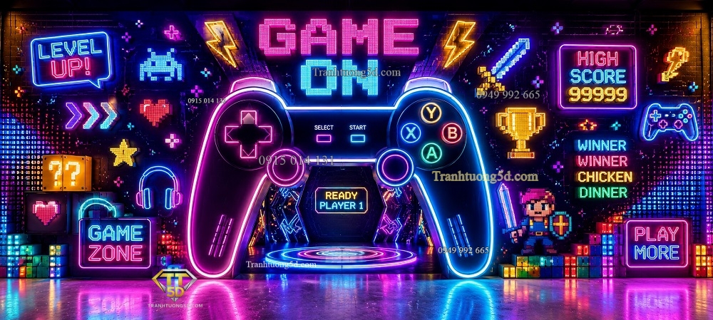Tranh dán tường GAME ON mang phong cách Gaming Neon hiện đại GPTPT20261069 Tranh dán tường GAME ON mang phong cách Gaming Neon hiện đại GPTPT20261069