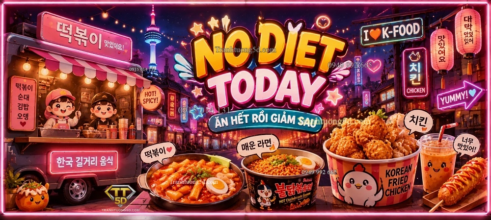 Tranh dán tường Phố Ăn Vặt Hàn Quốc – NO DIET TODAY GPTPT20261063 Tranh dán tường Phố Ăn Vặt Hàn Quốc – NO DIET TODAY GPTPT20261063