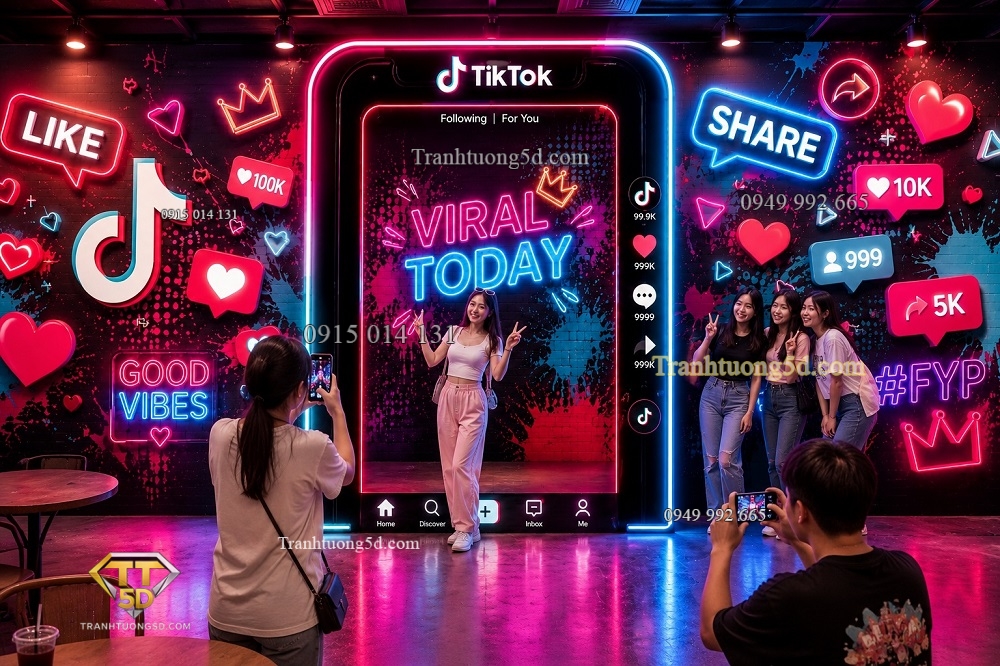 Tranh dán tường VIRAL TODAY mang phong cách TikTok Neon hiện đại GPTPT20261066 Tranh dán tường VIRAL TODAY mang phong cách TikTok Neon hiện đại GPTPT20261066
