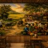 Tranh dán tường cảnh chợ quê xưa GPTDQ24620261