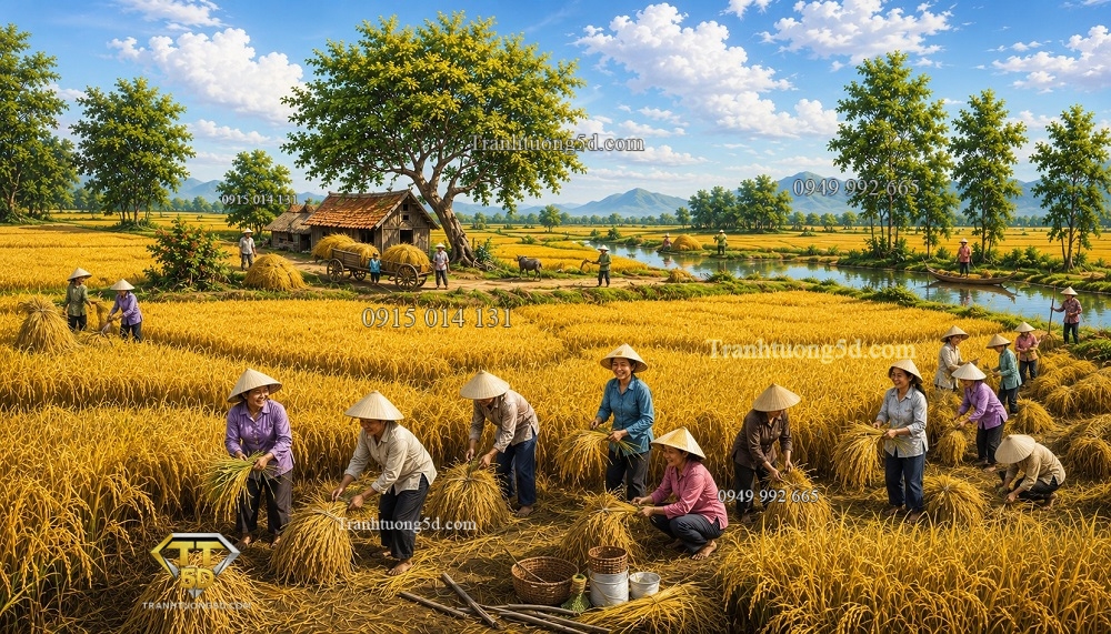 Tranh dán tường cánh đồng mùa gặt GPTDQ24620265