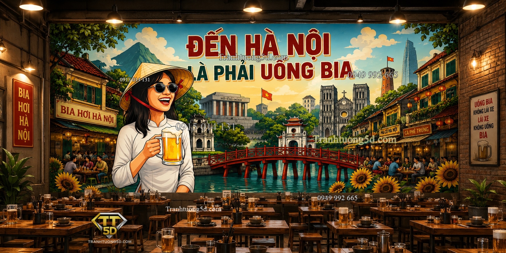 Tranh dán tường cô gái hà nội và bia GPTBIA2026651