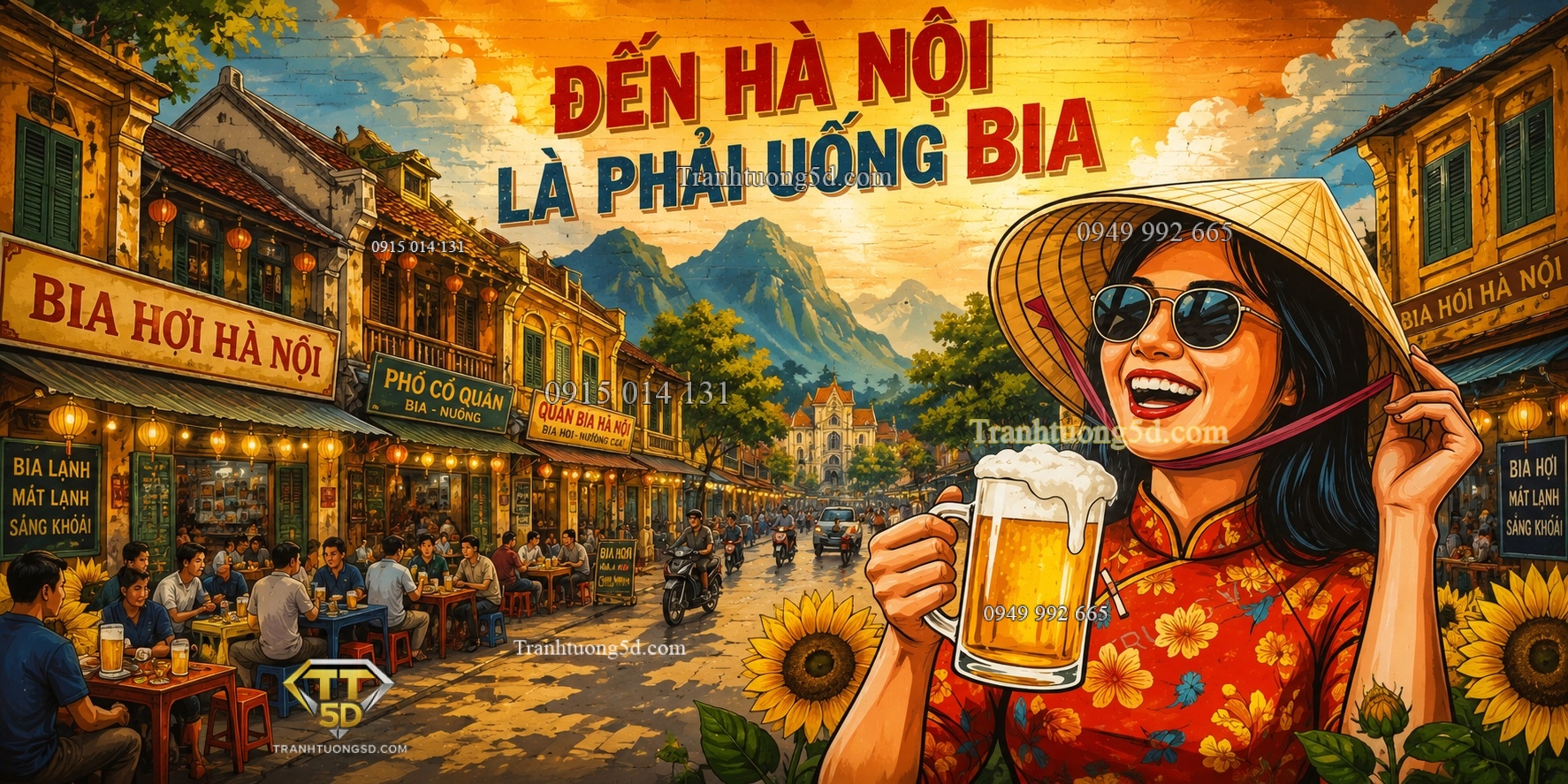 Tranh dán tường cô gái hà nội và bia GPTBIA2026652