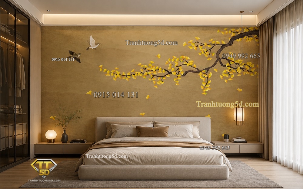 Tranh dán tường indochine phòng ngủ đẹp 2026