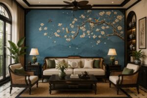 Tranh dán tường indochine trang trí phòng khách 36057