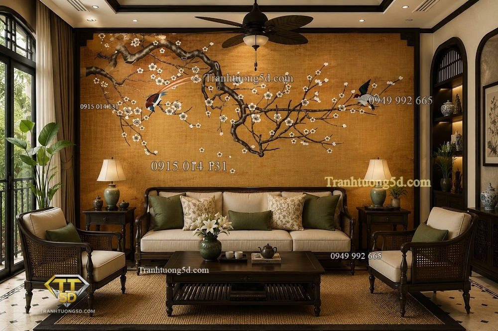 Tranh dán tường indochine trang trí phòng khách 98453 Tranh dán tường indochine trang trí phòng khách 98453
