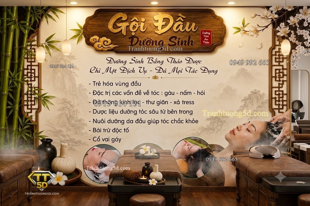 Tranh dán tường tiệm gội đầu dưỡng sinh GPTGD23620264 Tranh dán tường tiệm gội đầu dưỡng sinh GPTGD23620264