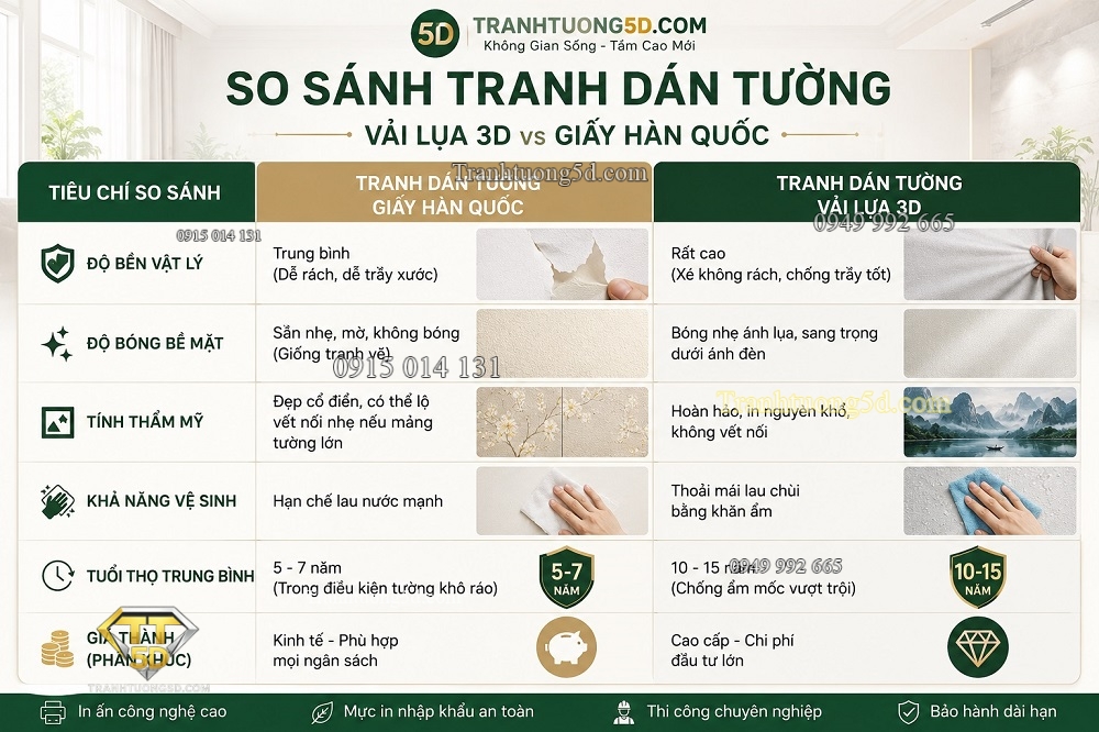 Bảng so sánh trực quan giữa Vải lụa 3D và Giấy Hàn Quốc Bảng so sánh trực quan giữa Vải lụa 3D và Giấy Hàn Quốc