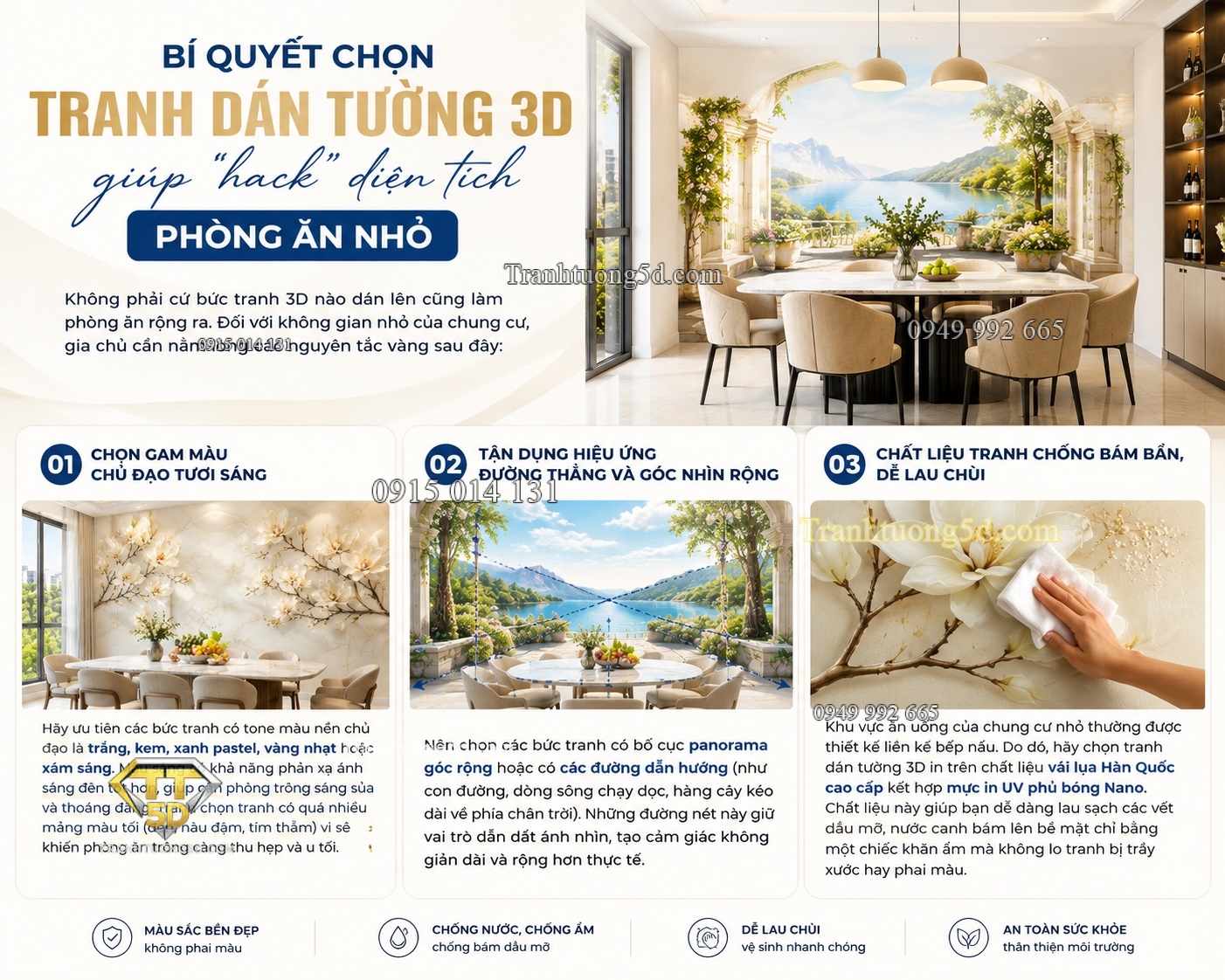 Bí quyết chọn tranh dán tường 3D giúp hack diện tích phòng ăn nhỏ Bí quyết chọn tranh dán tường 3D giúp hack diện tích phòng ăn nhỏ