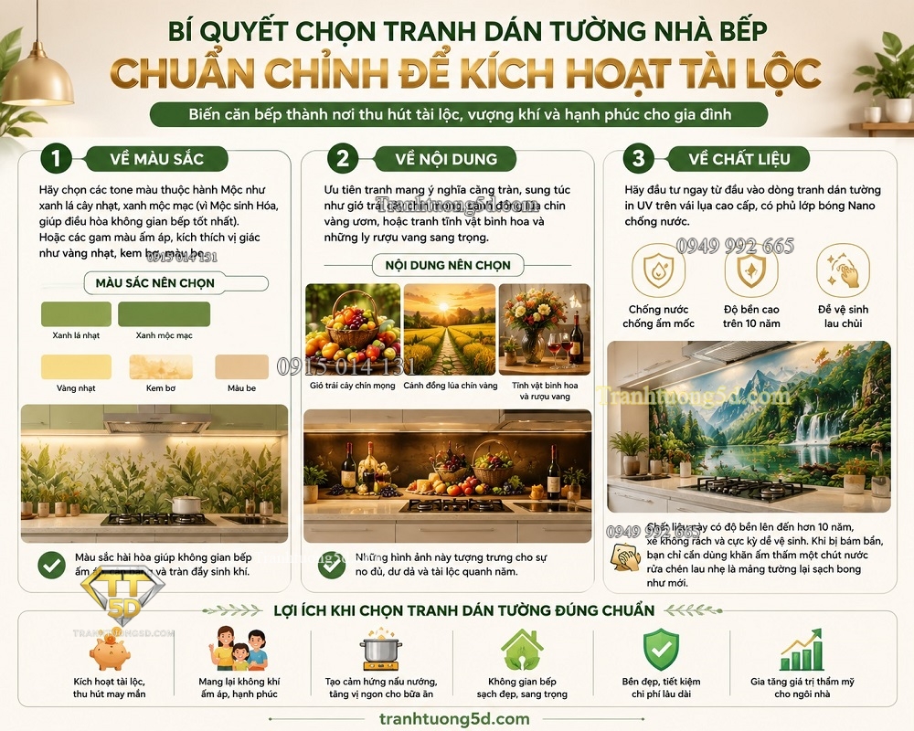 Bí quyết chọn tranh dán tường nhà bếp chuẩn chỉnh để kích hoạt tài lộc