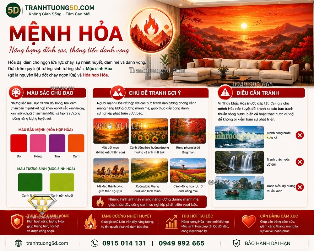 Chọn tranh dán tường phong cảnh cho người mệnh Hỏa Chọn tranh dán tường phong cảnh cho người mệnh Hỏa