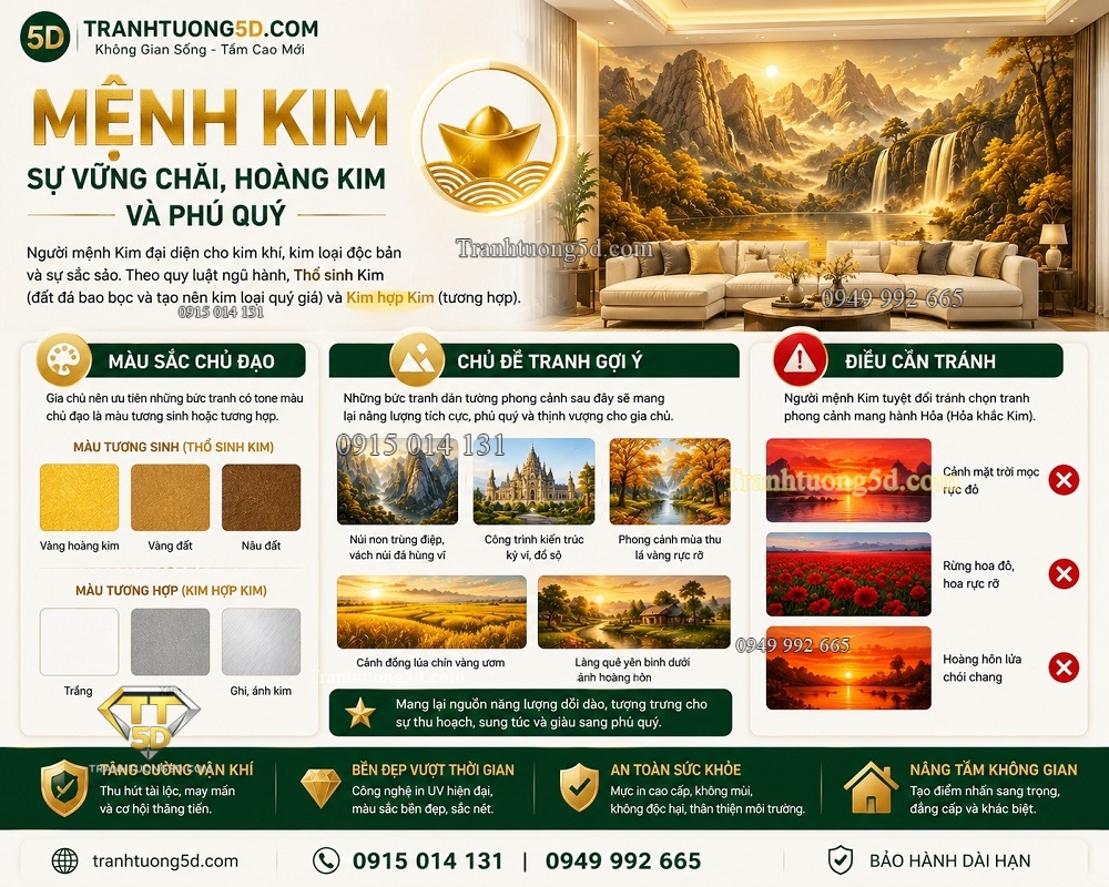 Chọn tranh dán tường phong cảnh cho người mệnh KIM Chọn tranh dán tường phong cảnh cho người mệnh KIM