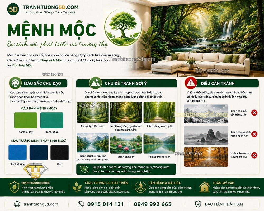 Chọn tranh dán tường phong cảnh cho người mệnh Mộc Chọn tranh dán tường phong cảnh cho người mệnh Mộc
