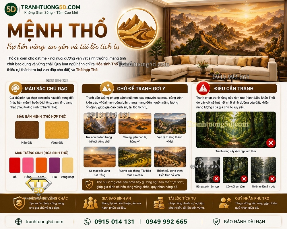 Chọn tranh dán tường phong cảnh cho người mệnh Thổ Chọn tranh dán tường phong cảnh cho người mệnh Thổ