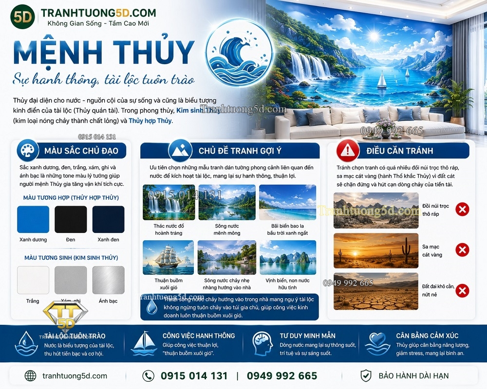 Chọn tranh dán tường phong cảnh cho người mệnh Thủy Chọn tranh dán tường phong cảnh cho người mệnh Thủy