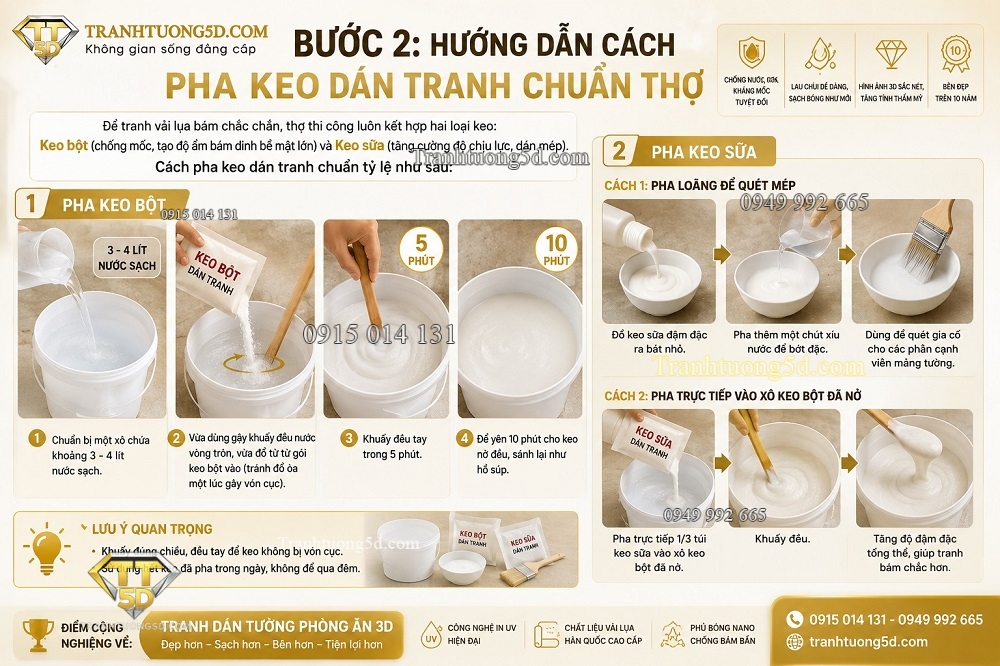 Hướng dẫn cách pha keo dán tranh chuẩn thợ