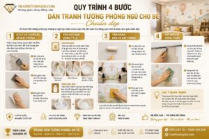 Quy trình 4 bước dán tranh tường phòng ngủ cho bé chuẩn đẹp