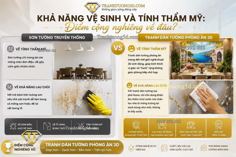 So sánh trải nghiệm sử dụng hàng ngày giữa tranh vải dán tường và sơn tường So sánh trải nghiệm sử dụng hàng ngày giữa tranh vải dán tường và sơn tường