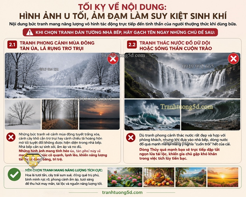 Tối kỵ về nội dung Hình ảnh u tối, ảm đạm làm suy kiệt sinh khí