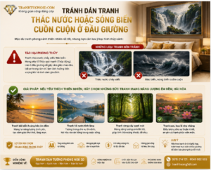 Tránh Dán Tranh Thác Nước Hoặc Sóng Biển Cuồn Cuộn Ở Đầu Giường