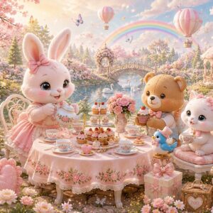 Tranh dán tường BỮA TIỆC TRÀ CỦA NHỮNG CHÚ THỎ Bunny Tea Party BG287202612