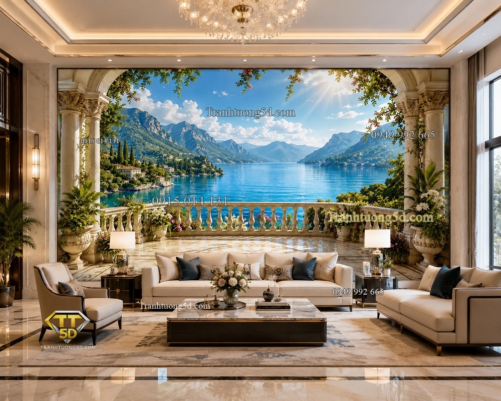 Tranh dán tường Ban công 3D nhìn ra thung lũng thiên nhiên KL8720262 Tranh dán tường Ban công 3D nhìn ra thung lũng thiên nhiên KL8720262