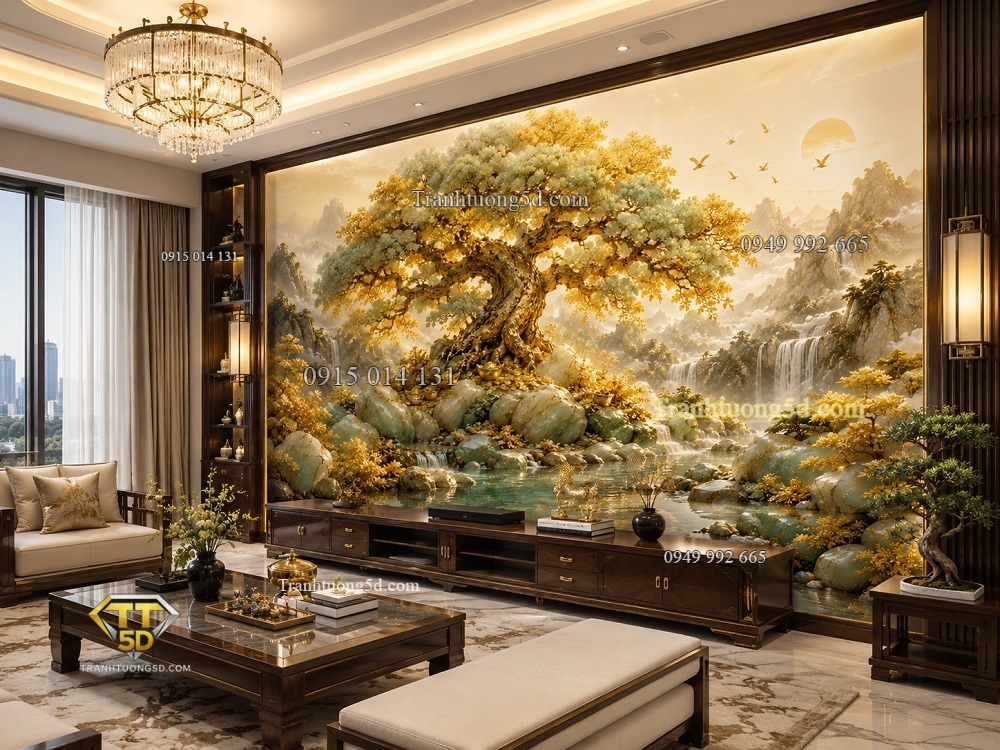 Tranh dán tường Cây Tài Lộc Hoàng Gia – Kim Ngọc Mãn Đường KL9720268