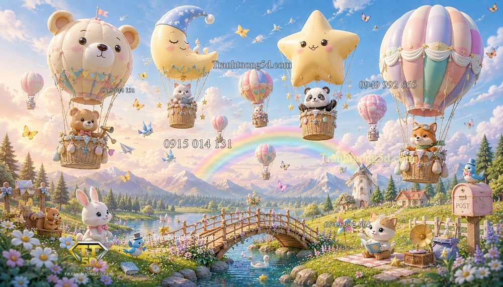 Tranh dán tường HÀNH TRÌNH BAY CÙNG NHỮNG NGƯỜI BẠN NHỎ Little Balloon Adventure BG28720269 Tranh dán tường HÀNH TRÌNH BAY CÙNG NHỮNG NGƯỜI BẠN NHỎ Little Balloon Adventure BG28720269