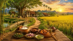 Tranh dán tường Mùa Vàng Bình Yên – Hồn Quê Việt Nam QV15720261