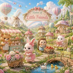 Tranh dán tường NGÔI LÀNG NHỎ CỦA NHỮNG NGƯỜI BẠN DỄ THƯƠNG Little Animal Village BG287202611