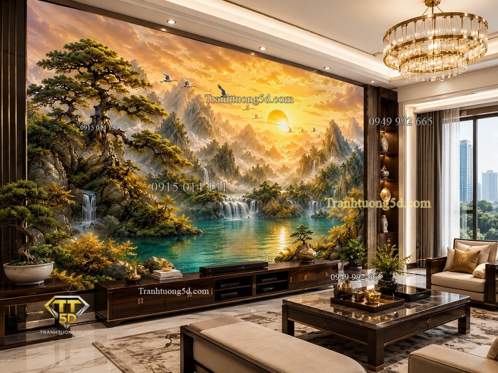 Tranh dán tường Nhật Xuất Đông Phương – Sơn Thủy Đón Đại Cát KL9720269
