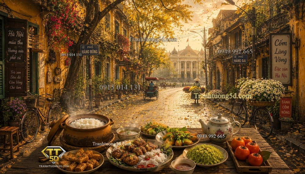 Tranh dán tường Phố Cổ Hà Nội Mùa Thu – Hương Xưa Phố Cũ QV15720264