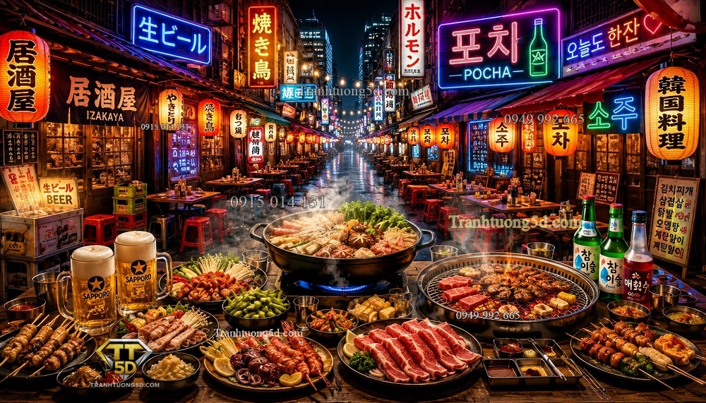Tranh dán tường Phố lẩu nướng đêm – Nhật Bản Izakaya kết hợp Hàn Quốc Pocha QA14720266 Tranh dán tường Phố lẩu nướng đêm – Nhật Bản Izakaya kết hợp Hàn Quốc Pocha QA14720266
