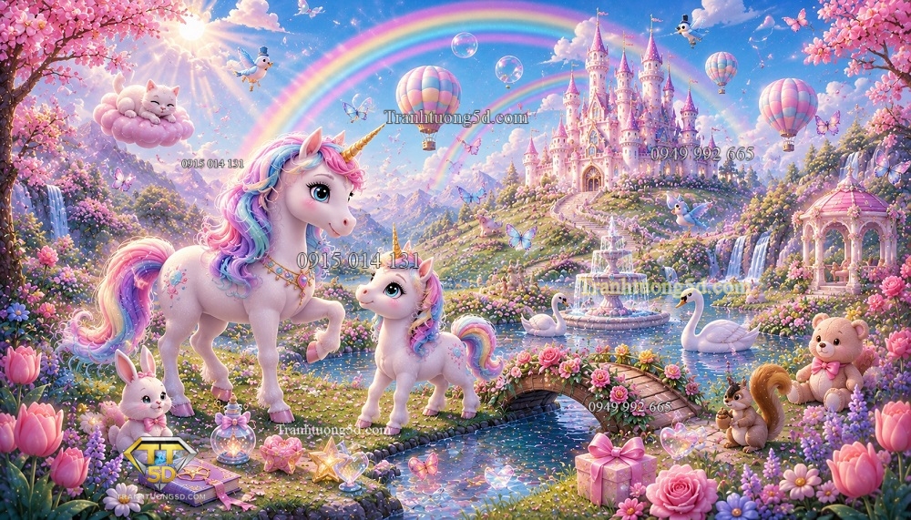 Tranh dán tường THUNG LŨNG KỲ LÂN CẦU VỒNG Rainbow Unicorn Valley BG28720263 Tranh dán tường THUNG LŨNG KỲ LÂN CẦU VỒNG Rainbow Unicorn Valley BG28720263