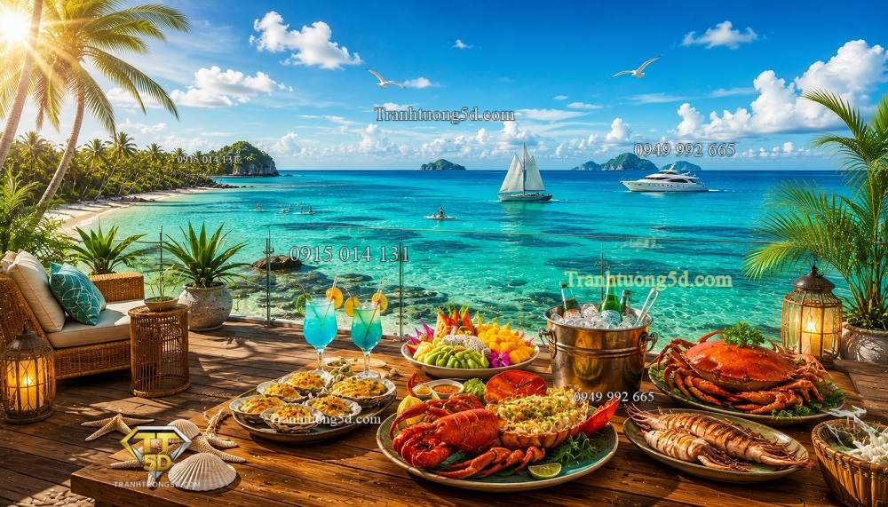 Tranh dán tường Thiên Đường Biển Xanh – Endless Ocean View 3D QA20267163