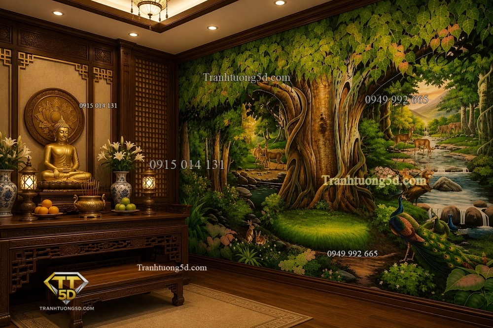 Tranh dán tường cây bồ đề trang trí phòng thờ phật BD11720261 Tranh dán tường cây bồ đề trang trí phòng thờ phật BD11720261