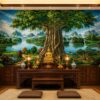 Tranh dán tường cây bồ đề trang trí phòng thờ phật BD11720268