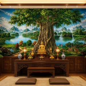 Tranh dán tường cây bồ đề trang trí phòng thờ phật BD11720268