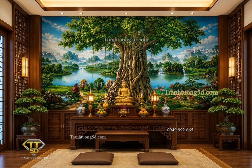 Tranh dán tường cây bồ đề trang trí phòng thờ phật BD11720268 Tranh dán tường cây bồ đề trang trí phòng thờ phật BD11720268