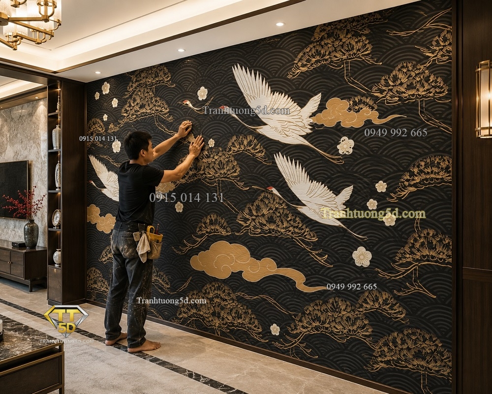 Tranh dán tường indochine chim hạc tông đen trắng GPTINDO29620267 Tranh dán tường indochine chim hạc tông đen trắng GPTINDO29620267