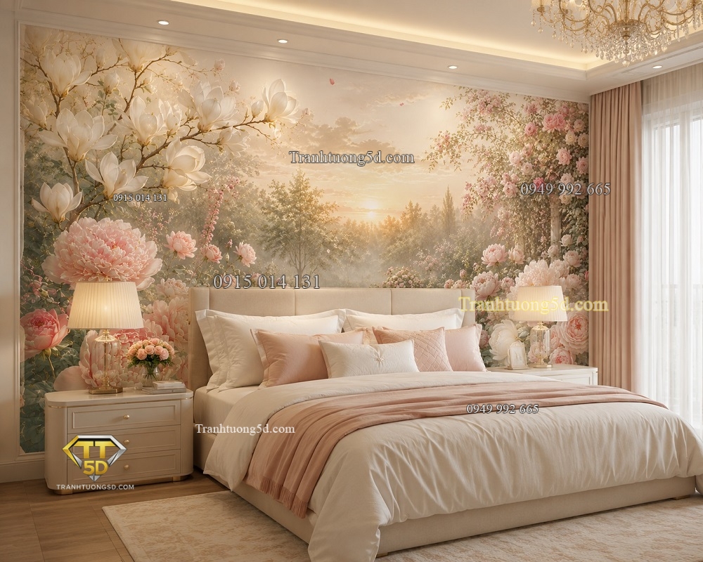 Tranh dán tường khu vườn hoa pastel với hoa mẫu đơn, hoa hồng Anh và hoa ngọc lan dưới ánh bình minh CC29720266 Tranh dán tường khu vườn hoa pastel với hoa mẫu đơn, hoa hồng Anh và hoa ngọc lan dưới ánh bình minh CC29720266