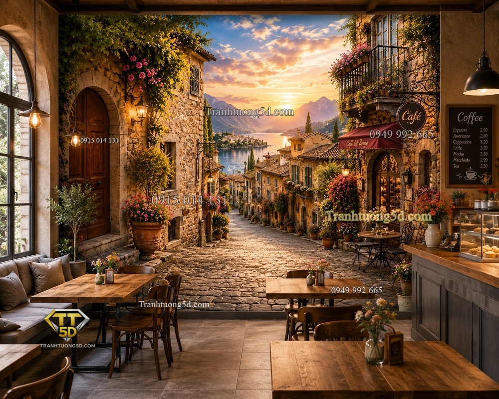 Tranh dán tường phong cảnh châu âu cổ quán cafe PC2720264 Tranh dán tường phong cảnh châu âu cổ quán cafe PC2720264