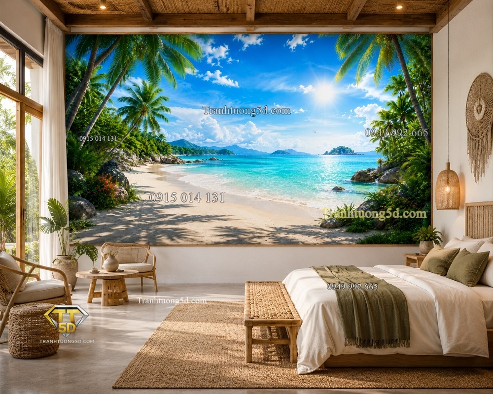 Tranh dán tường phòng homstay Thiên đường biển nhiệt đới – Bãi biển mở ra chân trời KL8720265 Tranh dán tường phòng homstay Thiên đường biển nhiệt đới – Bãi biển mở ra chân trời KL8720265